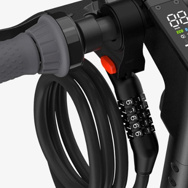 Замок на самокат Segway, сталь, черный с держателем на руль