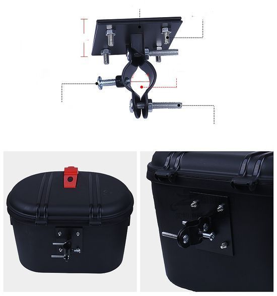 Пластиковая корзина с замком на руль (Черный)