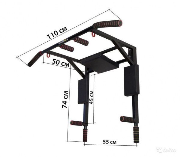 Турник-Брусья -Пресс 3 в 1 MAX ДО 300 КГ (Цельносварной) черный