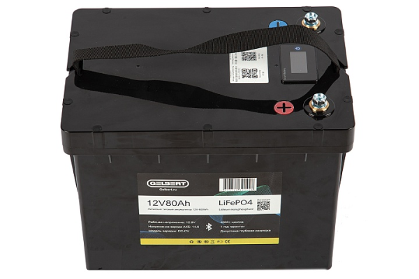 Литиевый тяговый аккумулятор Gelbert LiFePO4 (12V/80Ah/80А/600Wh) BT/Display