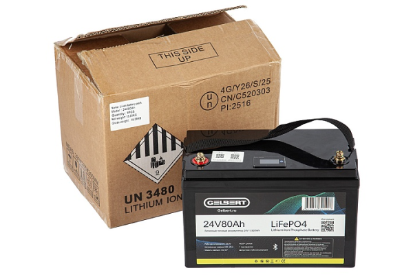 Литиевый тяговый аккумулятор Gelbert LiFePO4 (24V/80Ah/100A/1,920Wh) Bluetooth