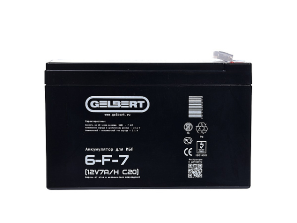 Аккумулятор для ИБП Gelbert 6-F-7 (12V7Ah C20)