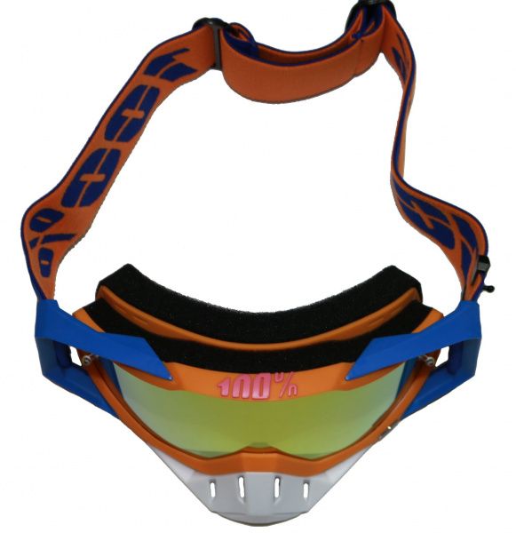 Очки для мотокросса 100% оранжевые с синим