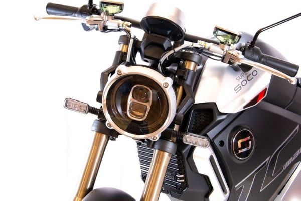 Электромотоцикл Super Soco TC Max (Спицованные диски) Серебристый