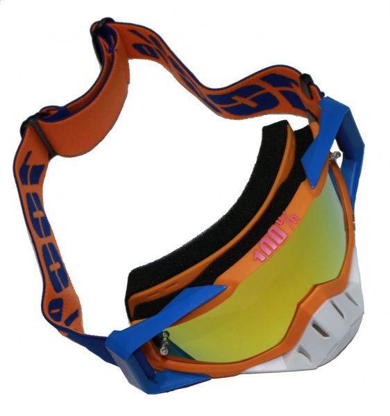 Очки для мотокросса 100% оранжевые с синим